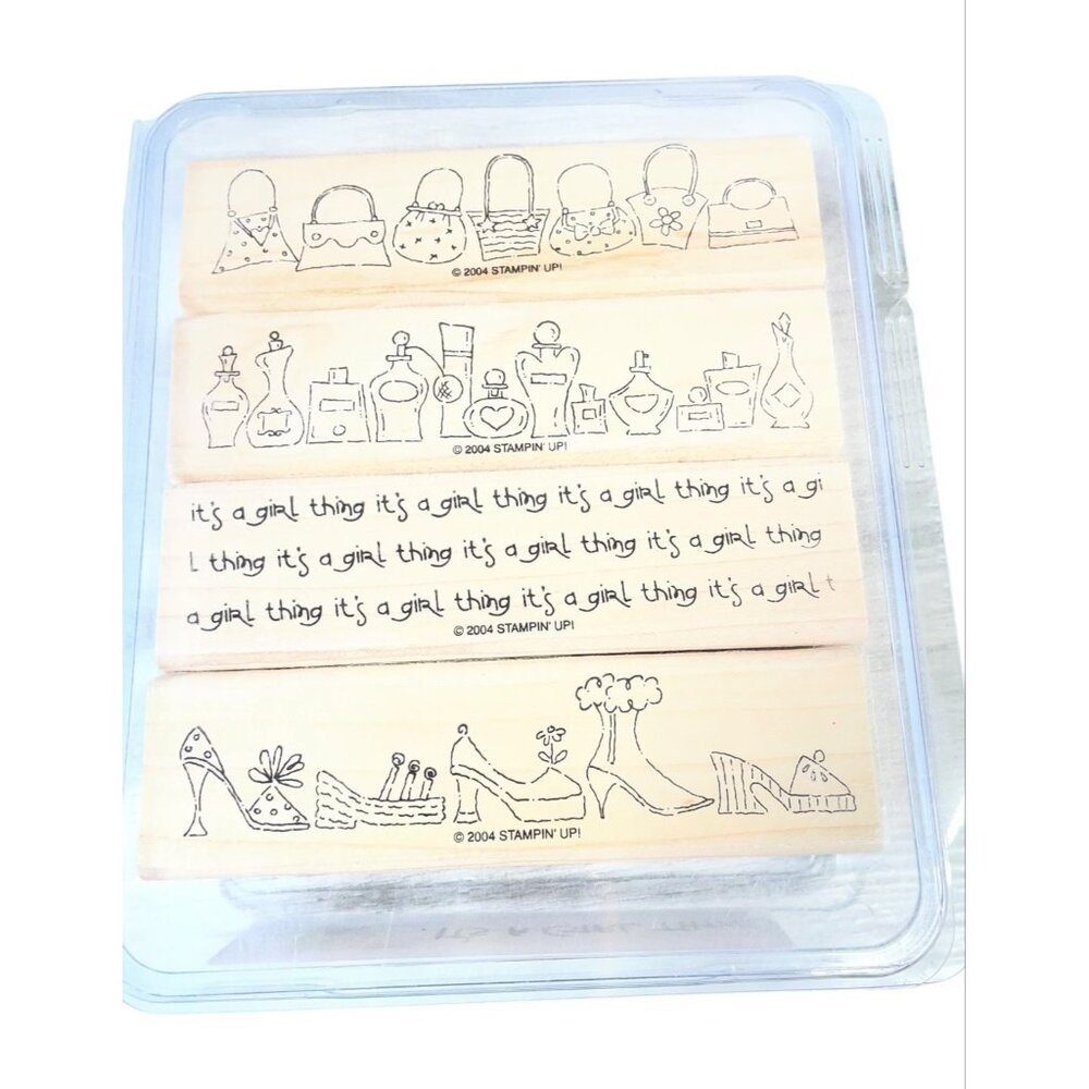 Stampin'‎ Up! "It's A Girl Thing" Wood Mount Stamp Set Fashion 4-Piece